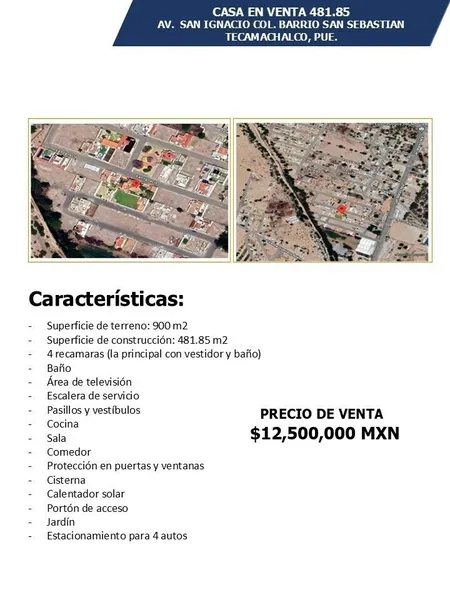 Casa en venta · San Sebastián, Tecamachalco, Puebla