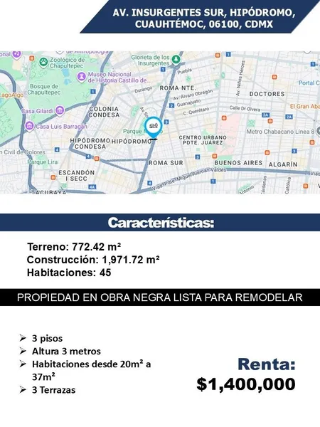 Departamento en alquiler · Hipodromo Condesa, Condesa, Cuauhtémoc, Ciudad de México