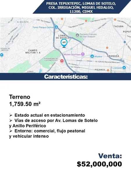 Lote en venta · Irrigación, Miguel Hidalgo, Ciudad de México Lote en venta · Irrigación, Miguel Hidalgo, Ciudad de México