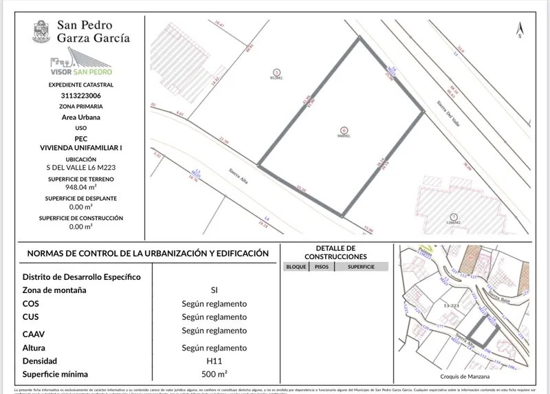 Lote en venta · Ampliación Jardines de San Agustín 3er Sector, San Pedro Garza García, Nuevo León