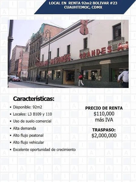 Comercio en alquiler · Centro (Área 1), Centro, Cuauhtémoc, Ciudad de México