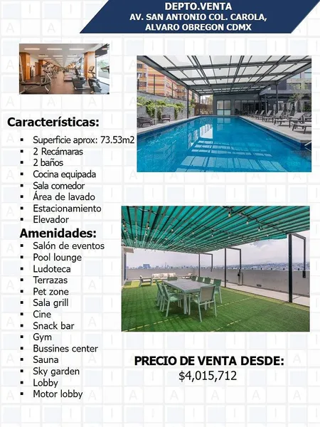 Departamento en venta · Carola, Álvaro Obregón, Ciudad de México Departamento en venta · Carola, Álvaro Obregón, Ciudad de México