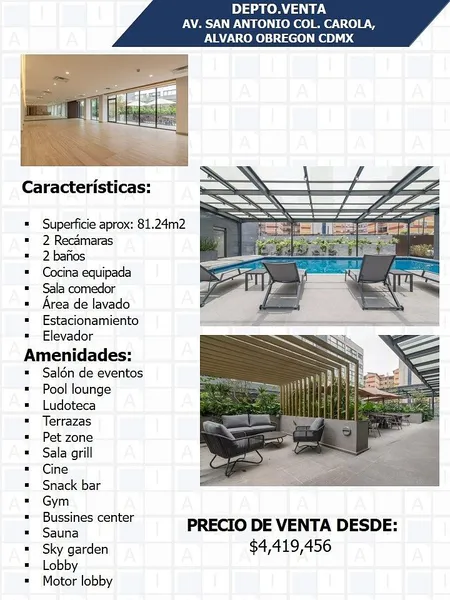 Departamento en venta · Carola, Álvaro Obregón, Ciudad de México