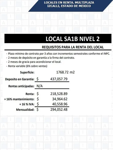 Comercio en alquiler · Cuautitlán Izcalli Centro Urbano, Cuautitlán Izcalli, Estado de México