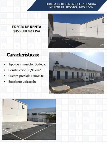 Bodega en renta · Parque Industrial Milenium, Apodaca, Nuevo León Bodega en renta · Parque Industrial Milenium, Apodaca, Nuevo León