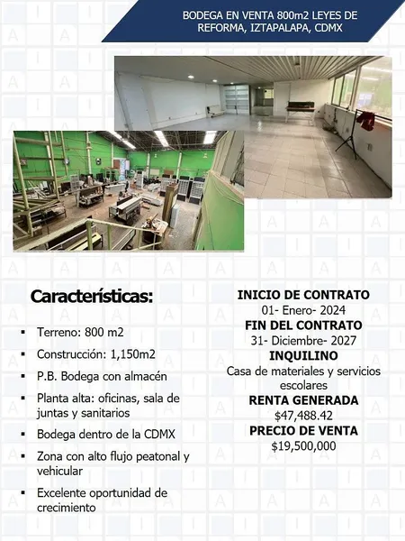 Bodega en venta · Leyes de Reforma 1a Sección, Iztapalapa, Ciudad de México
