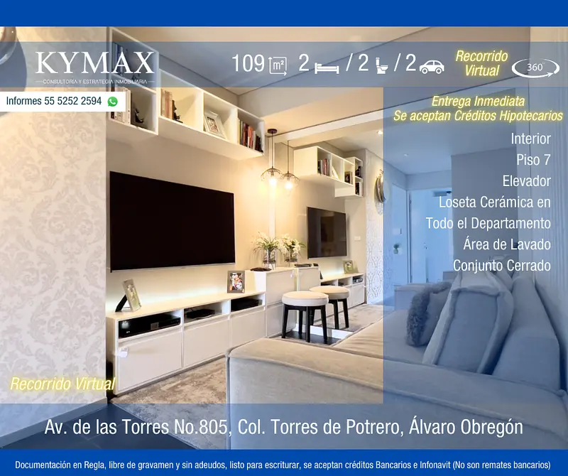 Departamento en venta · Torres de Potrero, Álvaro Obregón, Ciudad de México