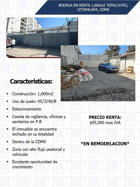 Bodega en renta · Tepalcates, Iztapalapa, Ciudad de México