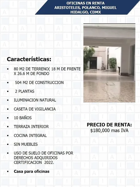 Casa en alquiler · Polanco, Miguel Hidalgo, Ciudad de México
