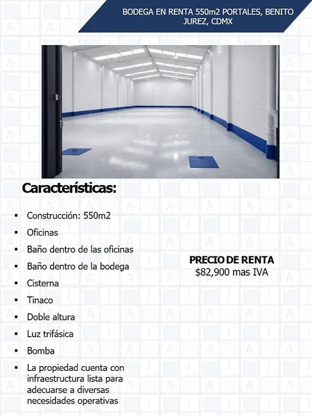 Bodega en alquiler · Portales Norte, Portales, Benito Juárez, Ciudad de México
