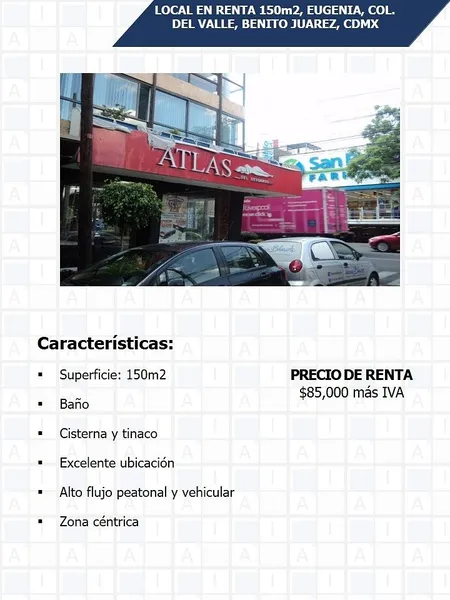 Comercio en alquiler · Del Valle Centro, Del Valle, Benito Juárez, Ciudad de México
