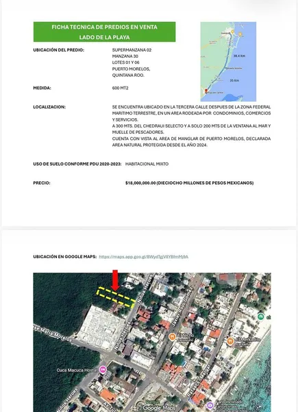 Lote en venta · Puerto Morelos, Quintana Roo Lote en venta · Puerto Morelos, Quintana Roo