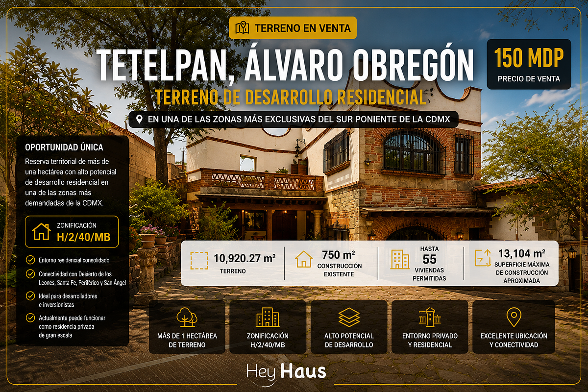 Lote en venta · El Encino del Pueblo Tetelpan, Álvaro Obregón, Ciudad de México