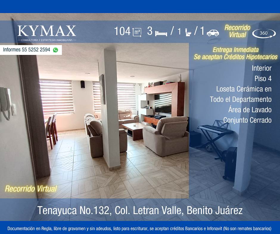 Departamento en venta · Letrán Valle, Benito Juárez, Ciudad de México Departamento en venta · Letrán Valle, Benito Juárez, Ciudad de México