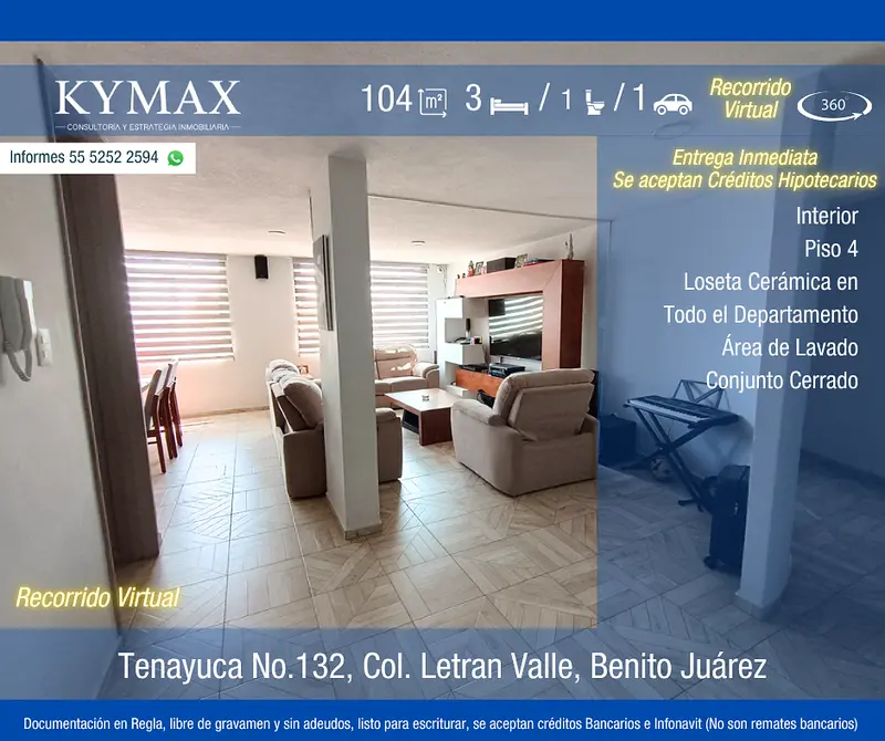 Departamento en venta · Letrán Valle, Benito Juárez, Ciudad de México