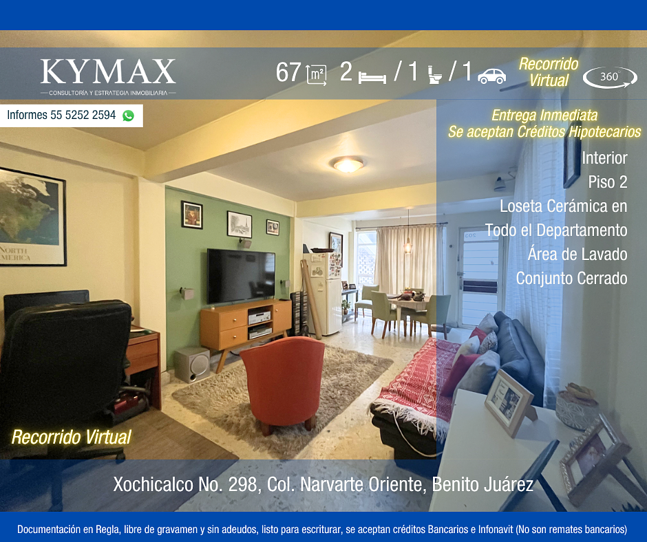 Departamento en venta · Narvarte Oriente, Narvarte, Benito Juárez, Ciudad de México