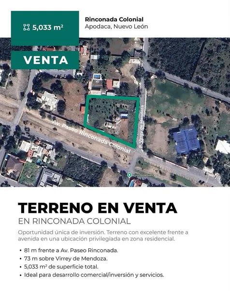 Lote en venta · Rinconada Colonial, Apodaca, Nuevo León