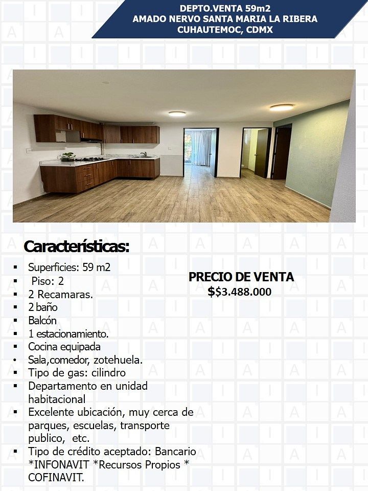 Departamento en venta · Santa Maria La Ribera, Cuauhtémoc, Ciudad de México