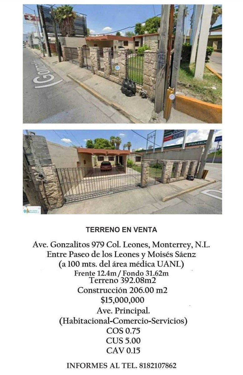 Lote en venta · Leones, Monterrey, Nuevo León