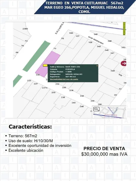 Lote en venta · Popotla, Miguel Hidalgo, Ciudad de México