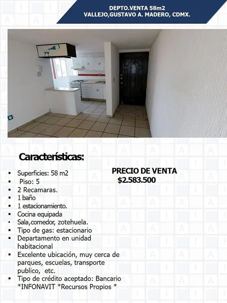Departamento en venta · Vallejo, Gustavo A. Madero, Ciudad de México