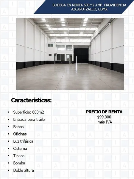 Bodega en renta · Providencia, Azcapotzalco, Ciudad de México