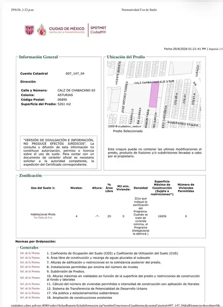 Lote en venta · Asturias, Cuauhtémoc, Ciudad de México
