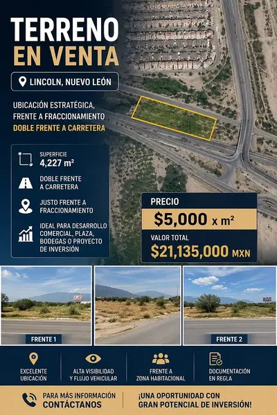Lote en venta · Lincoln Poniente, García, Nuevo León