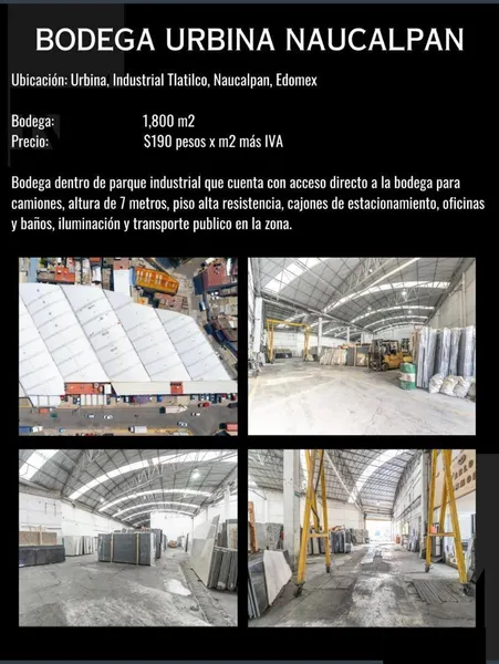 Nave industrial en renta · Industrial Tlatilco, Naucalpan de Juárez, Estado de México