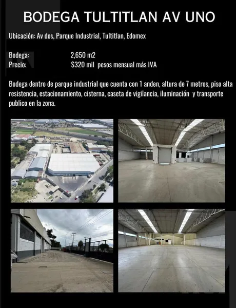 Nave industrial en alquiler · Parque Industrial Naucalpan, Naucalpan de Juárez, Estado de México