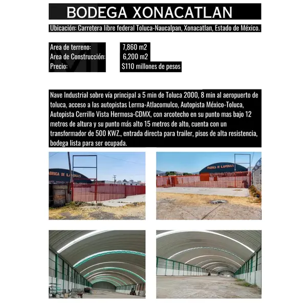 Nave industrial en venta · Lomas de Xonacatlan, Xonacatlán, Estado de México